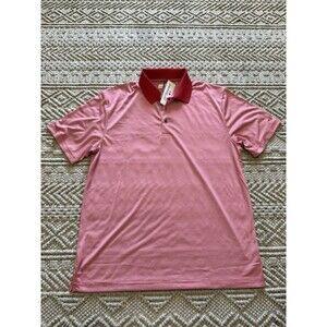 Grand Slam Polo Striped Golf Shirt Short Sleeve Performance Fiery Red Mens L